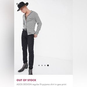 ASOS Pajama button-down shirt in black and white pattern.